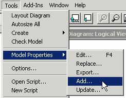 Tools/Model Properties/Add...