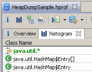 Filter of java.util.* in top row of histogram