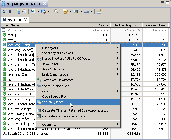 Search Queries Context Menu