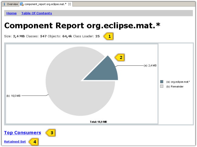 Overview section of the component report.