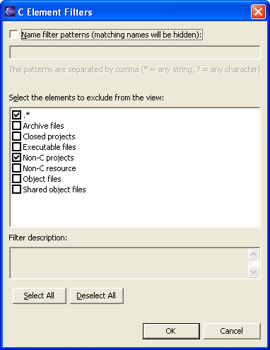 C Element Filters Window