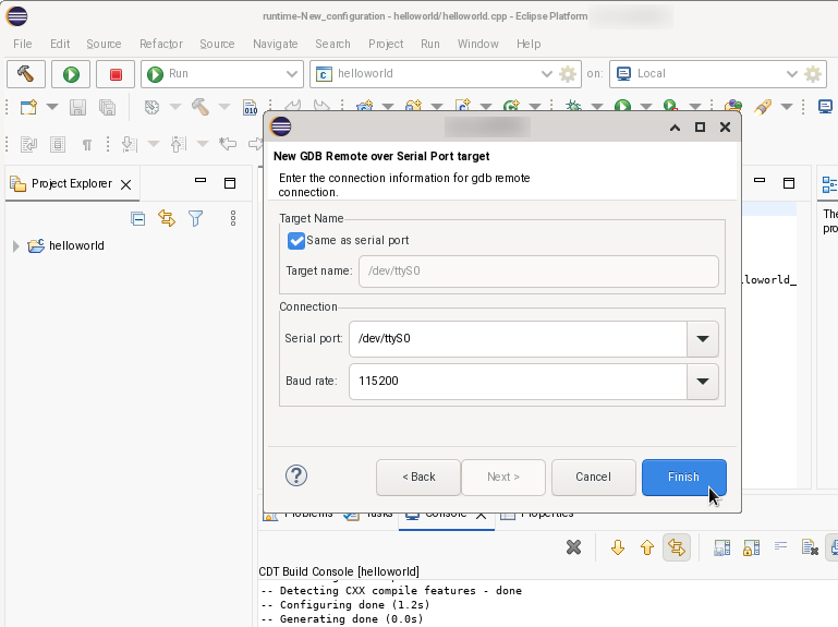 Serial connection details