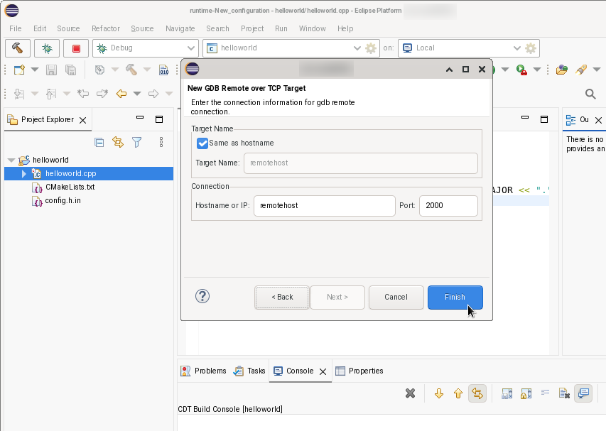 TCP connection details
