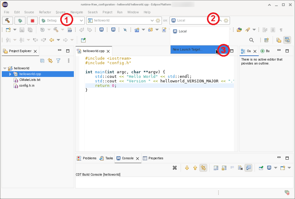 Create new launch target