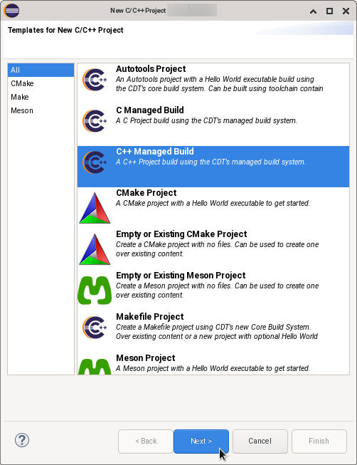 Select C++ Managed Build