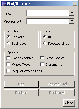 Find and Replace Dialog Box