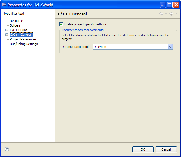 C/C++ Project Properties, C/C++ General