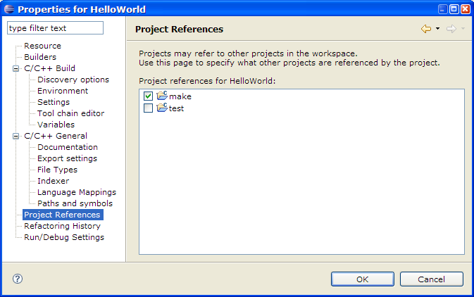 C/C++ Project, Project References 