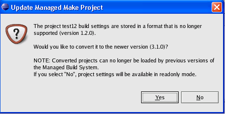 Update Managed Builder dialog box