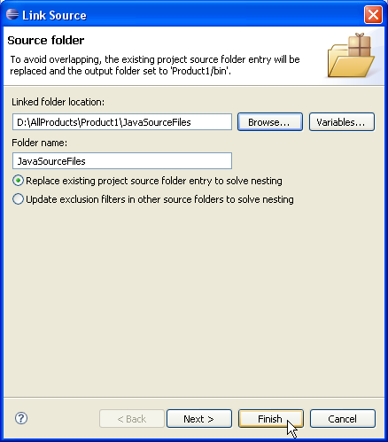 Link Source dialog