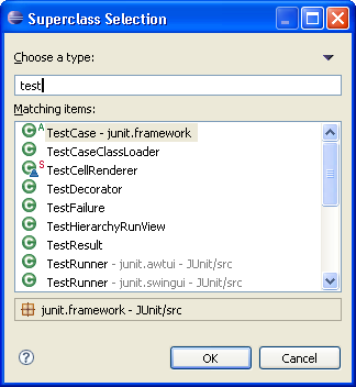 Superclass Selection dialog