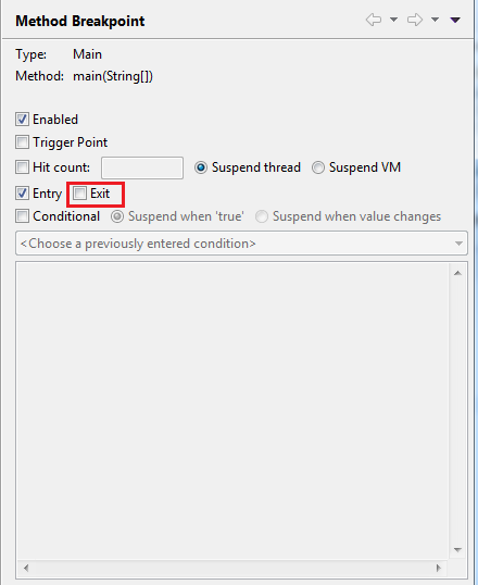 Method breakpoint exit option