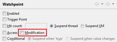 Watchpoint field modification option