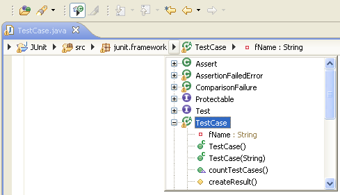 The Java editor breadcrumb bar