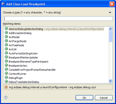 Add Class Load Breakpoint Dialog