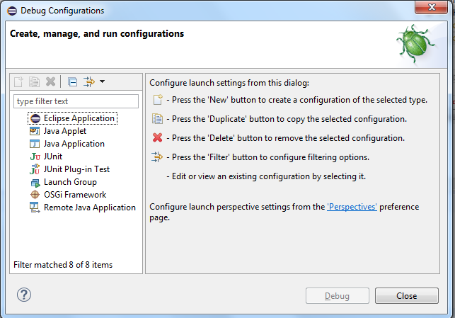 Launch Dialog In Debug Mode