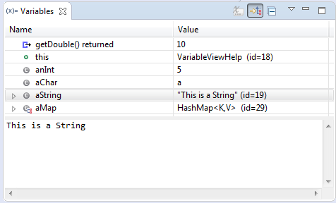 Variables View with columns