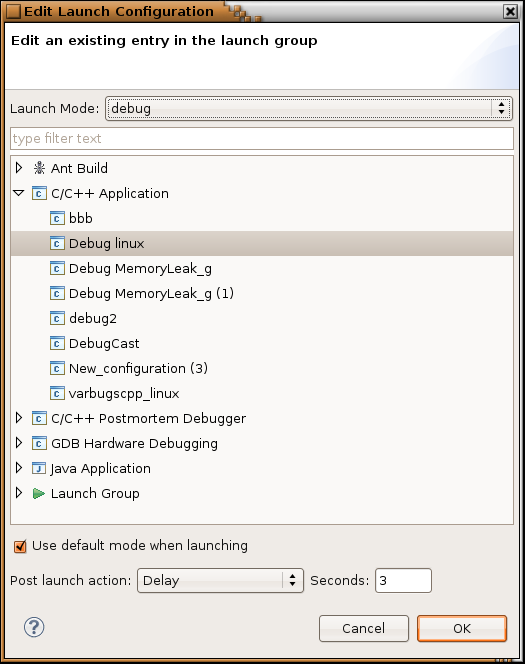 Edit Launch Configuration dialog