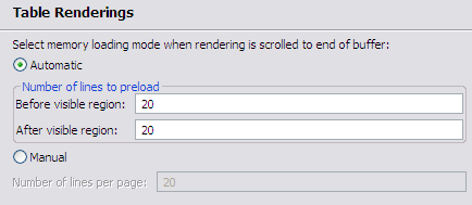 Table Rendering Preferences pane