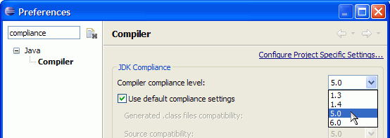 Java/Compiler/Compiler Compliance Level