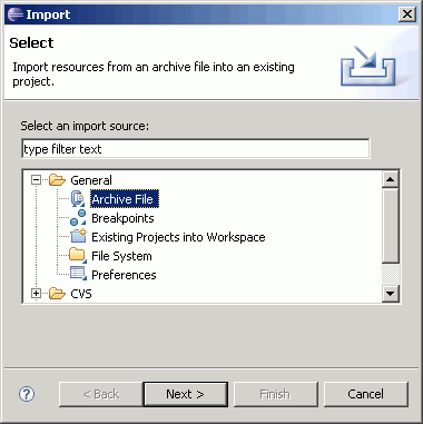 Select an import source