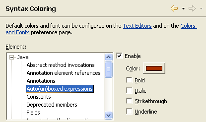 Enabling highlighting for autoboxing