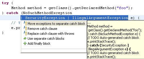 Move exceptions to separate catch block