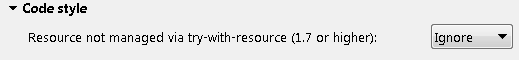 Resource not managed via try-with-resource warning