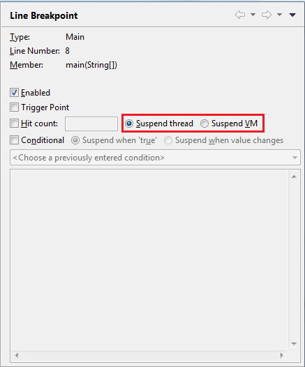 Breakpoint suspend policy option