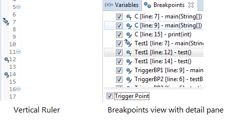 Breakpoint trigger point overlay