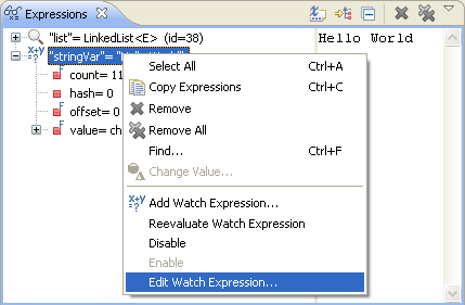 Edit Watch Expression