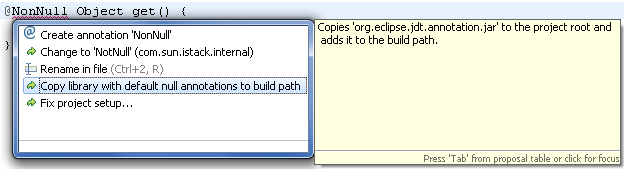 Copy library with default null annotations to build path