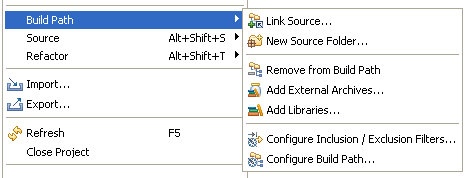 Build path context menu