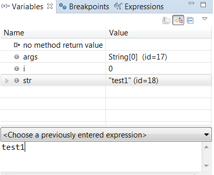 History for expressions in the Variables view