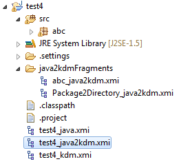 JavaApplication xmi files in the package explorer