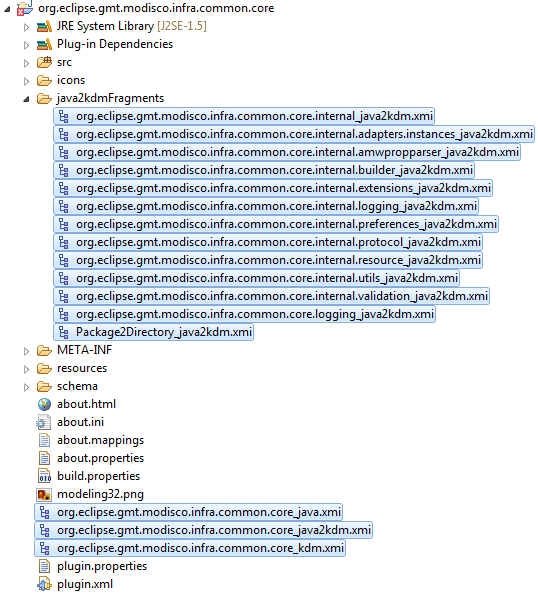 JavaApplication xmi files in the package explorer