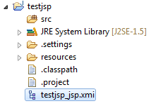 JSP model in the Package Explorer