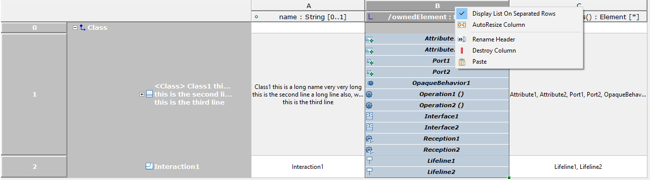 Menu to Show/Hide Display List on Separated Rows