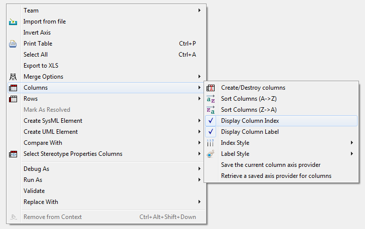 Menu to Show/Hide Row Index