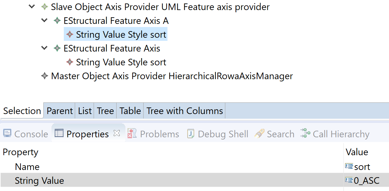 Sort configuration for column A
