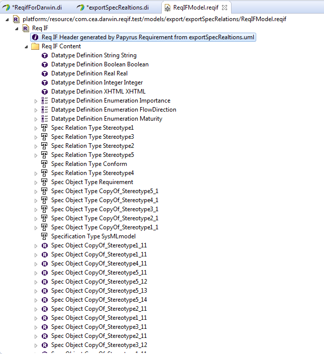 Result in the ReqIf file