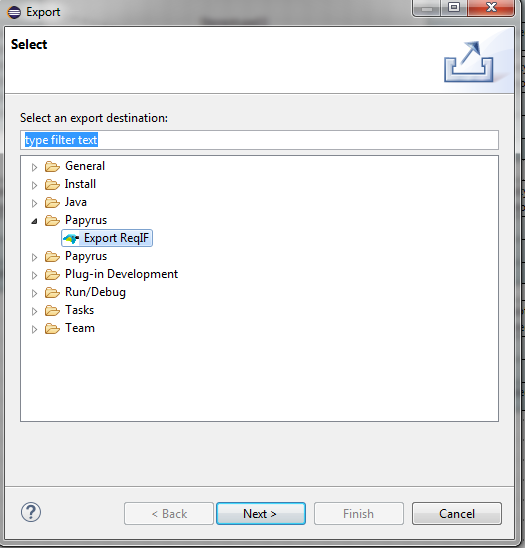 Export Menu