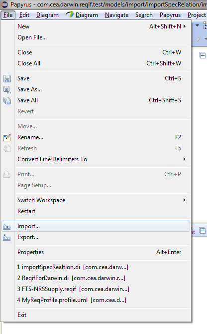 Select import Menu of Eclipse