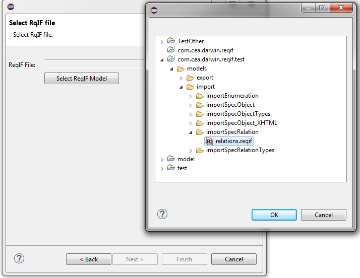 ReqIF file Selection