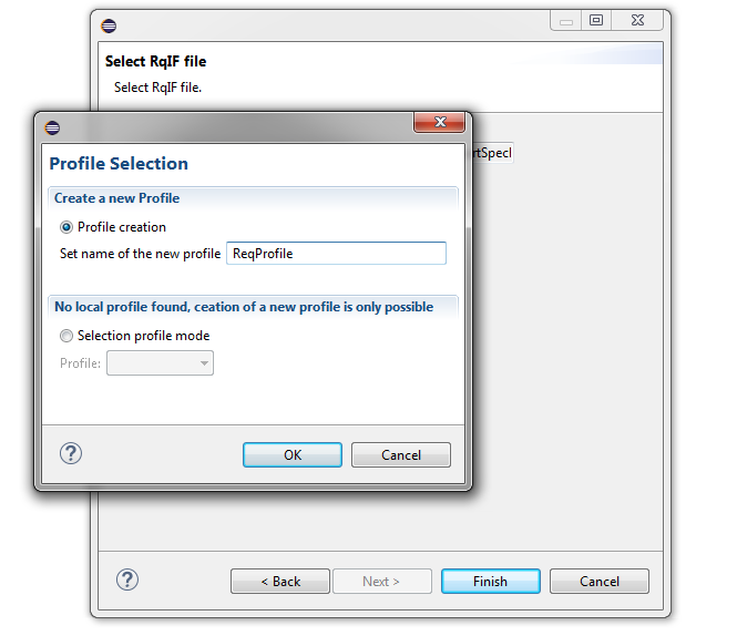 Create or select Profile
