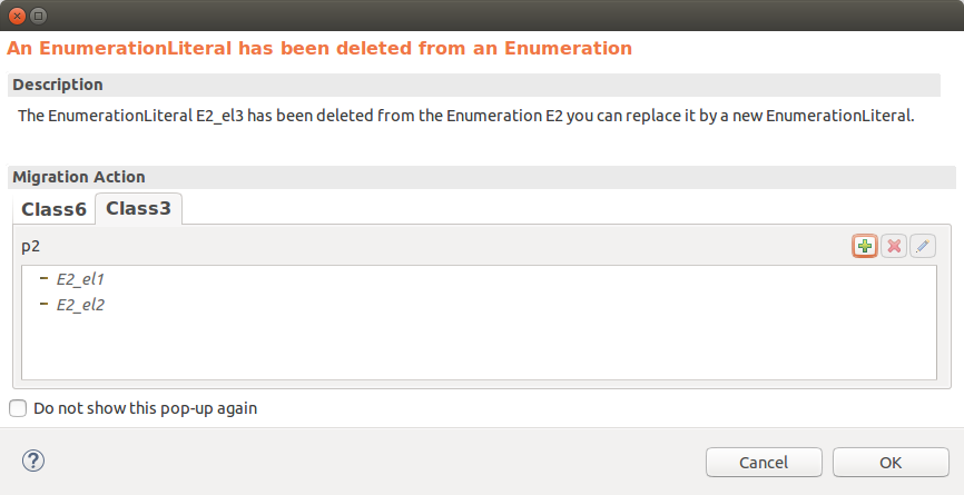 Pop-up replace a deleted enumeration literal