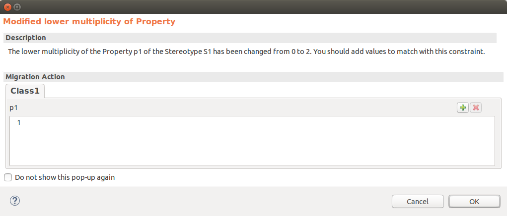 Pop-up add or remove values to match with the new multiplicity