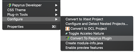 Configure the Papyrus Plug-in project nature