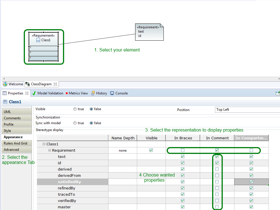 Select properties by using the property view