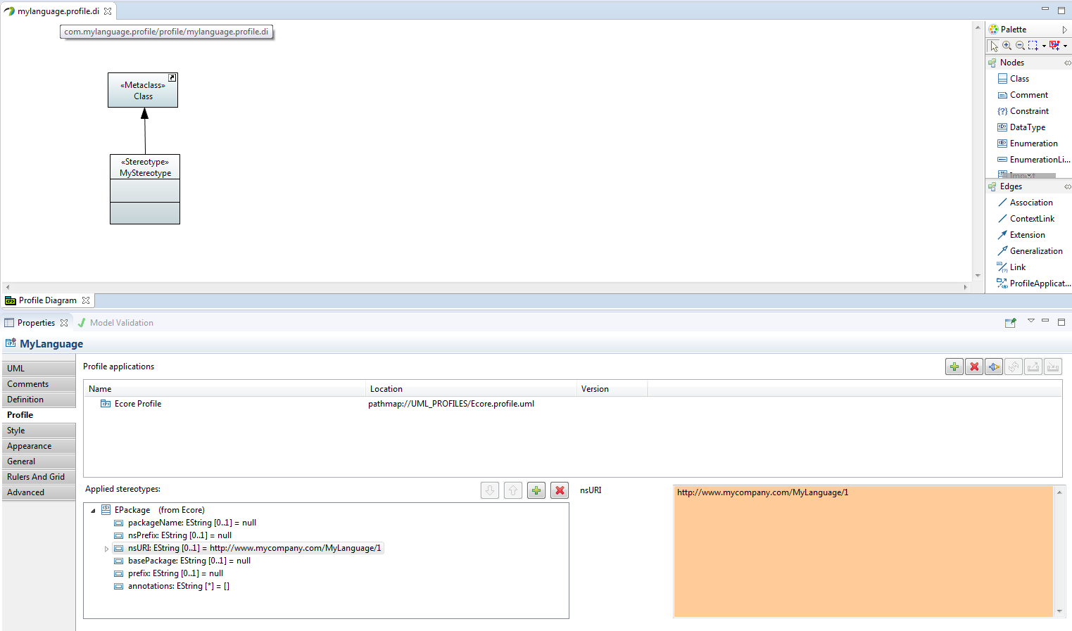 The MyLanguage UML Profile